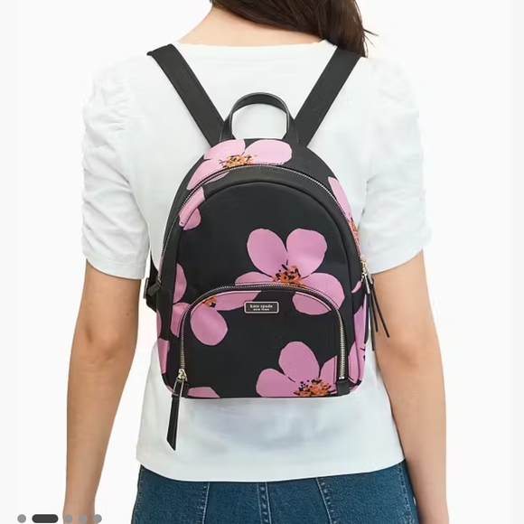 kate spade Handbags - Kate Spade Black and Pink Floral Backpack Dawn Grand Flora Medium Backpack